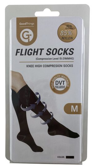 GT FLIGHT SOCKS KNEE HIGH BLACK MEDIUM 1PR