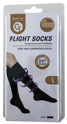 GT FLIGHT SOCKS KNEE HIGH BLACK LARGE 1PR