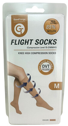 GT FLIGHT SOCKS KNEE HIGH BEIGE MEDIUM 1PR