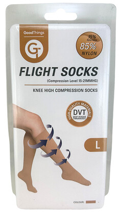 GT FLIGHT SOCKS KNEE HIGH BEIGE LARGE 1PR
