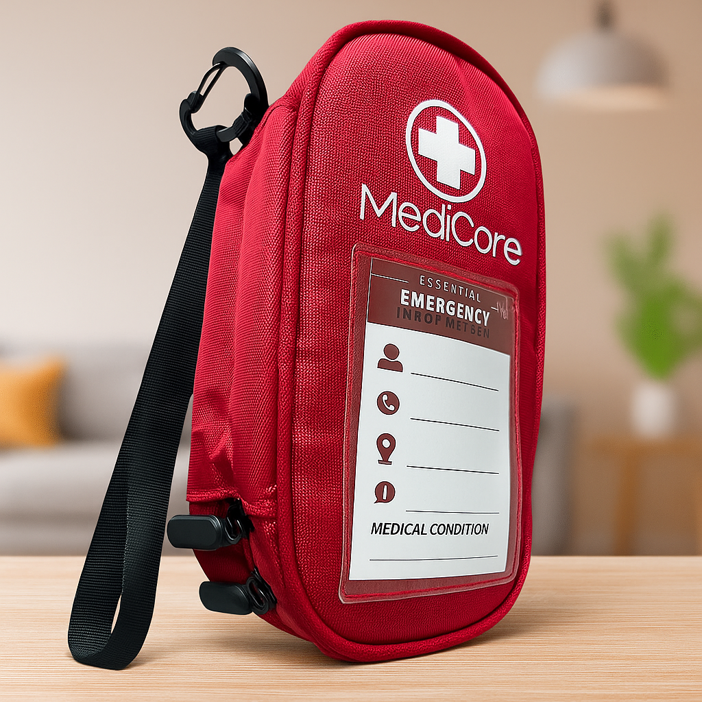 MediCore - Travel Medication Organiser Bag - Emergency Medical Pouch Insulated EpiPen Carry Bag with Ice pack