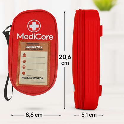MediCore - Travel Medication Organiser Bag - Emergency Medical Pouch Insulated EpiPen Carry Bag with Ice pack