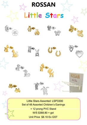 Little Stars Earrings & Stand - Pack 48 assorted
