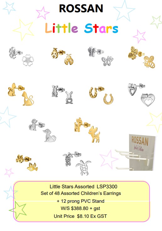 Little Stars Earrings & Stand - Pack 48 assorted