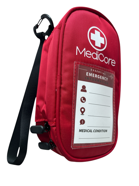 MediCore - Travel Medication Organiser Bag - Emergency Medical Pouch Insulated EpiPen Carry Bag with Ice pack