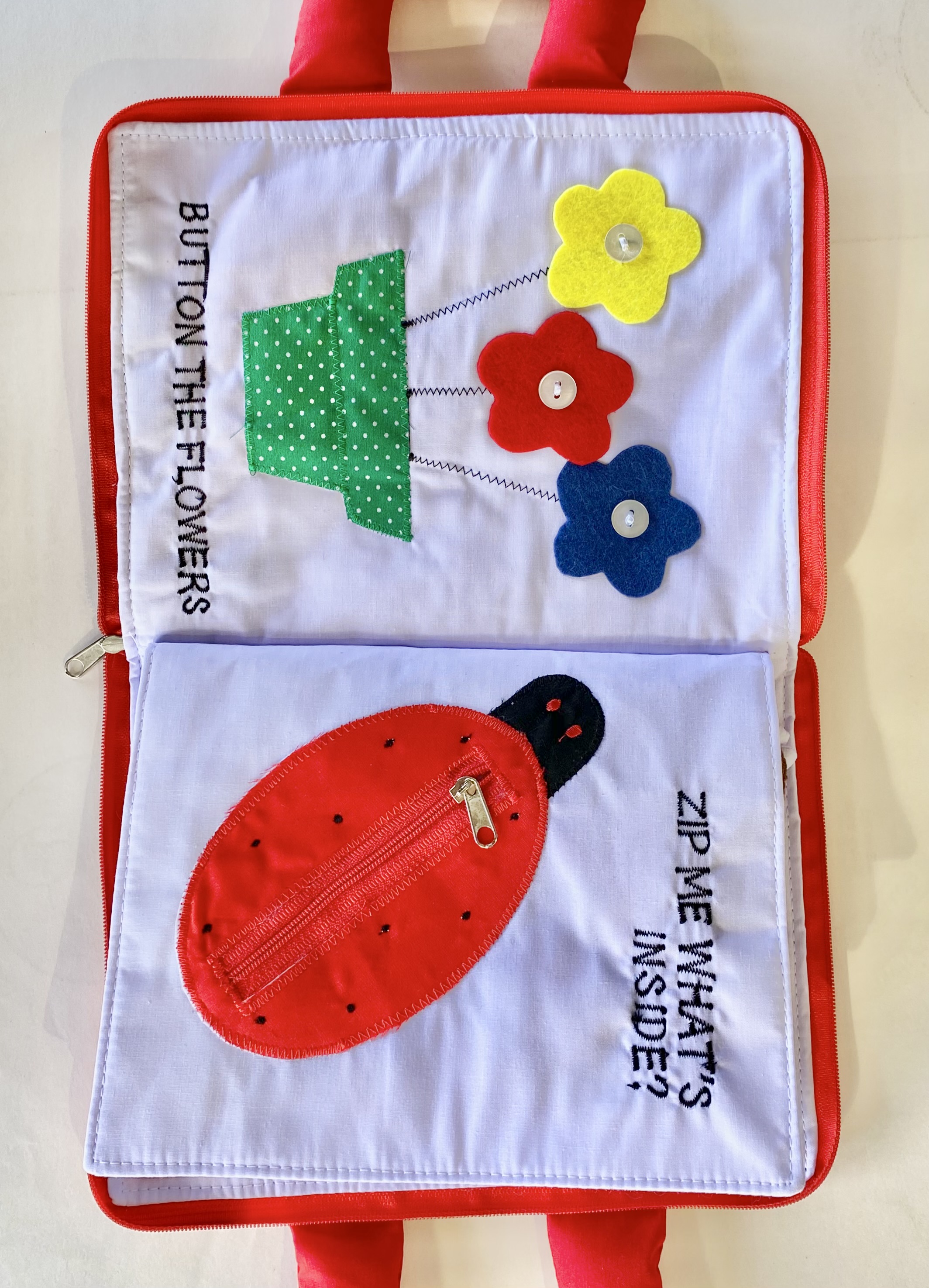 Quiet Book (zipped) red or blue