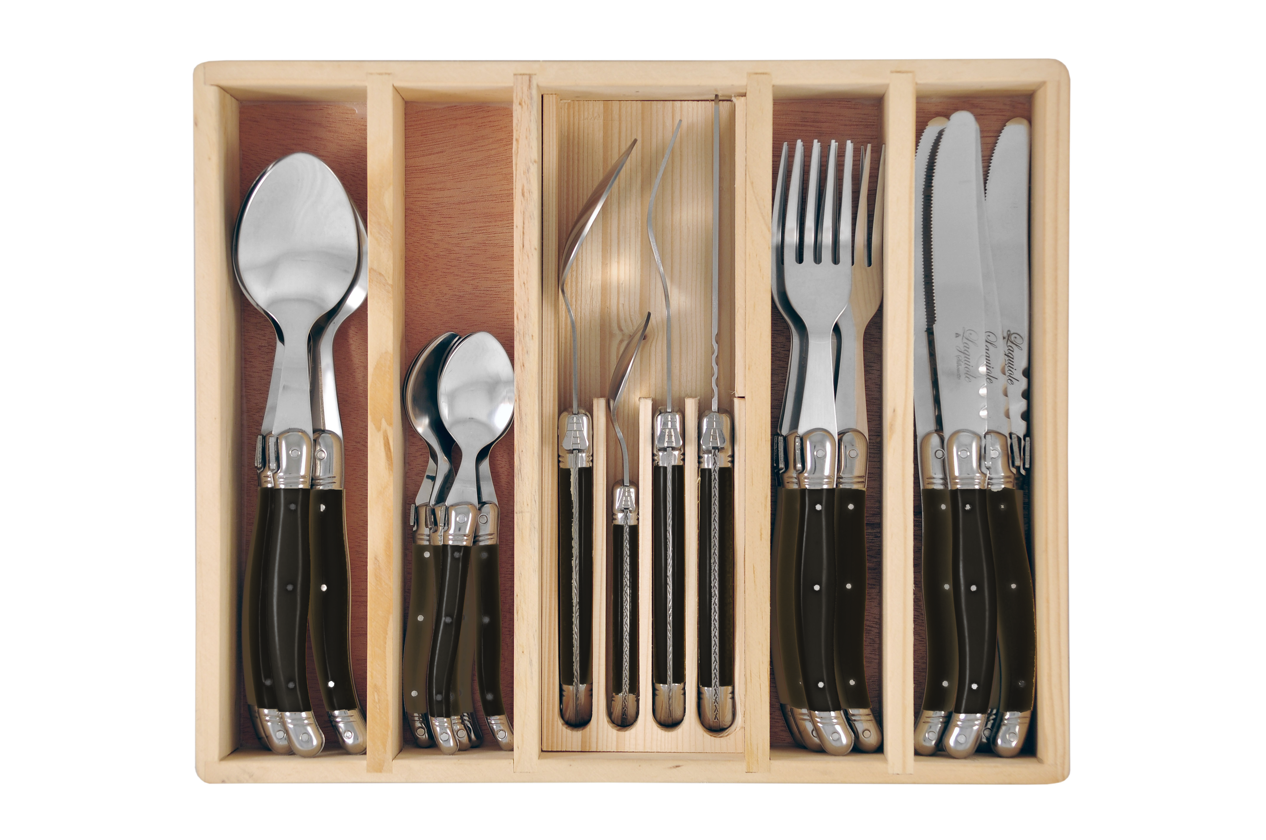 Laguiole Silhouette 24p Cutlery Set Black