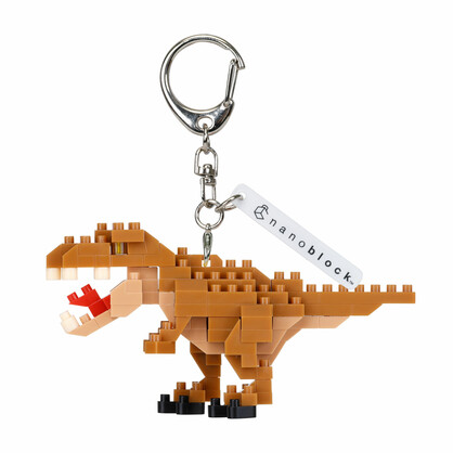 N-FIG - Roarsome Dinosaur Tyrannosaurus Rex - nanoblock inspired figurines on removable key chains or bag tags.