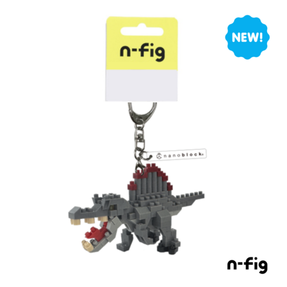N-FIG - Roarsome Dinosaur Spinosaurus - nanoblock inspired figurines on removable key chains or bag tags.