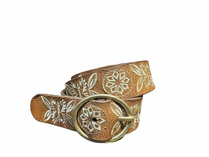 Vine Embroidered Belt Oak