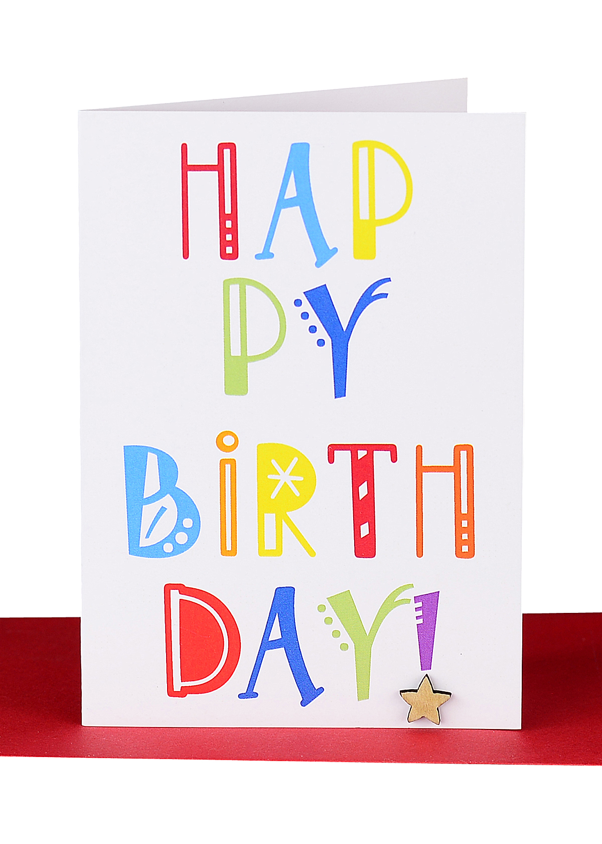 Birthday Card - Bright + Wooden Star