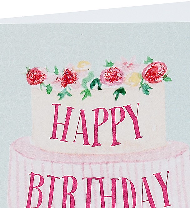 Daughter Birthday Card - Large Cake & Glitter