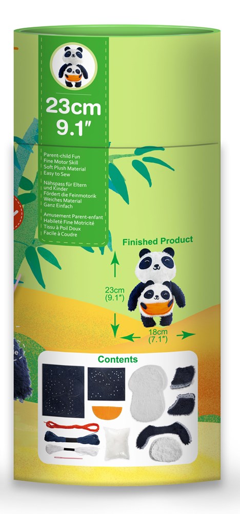 AVENIR Cose Tu Peluche - Kit Cucito Per Bambini | Orsetto Panda Da Realizzare Da Soli | Gioco Creativo Fai Da Te 6+ Anni | Sviluppa Manualità E Pazienza
