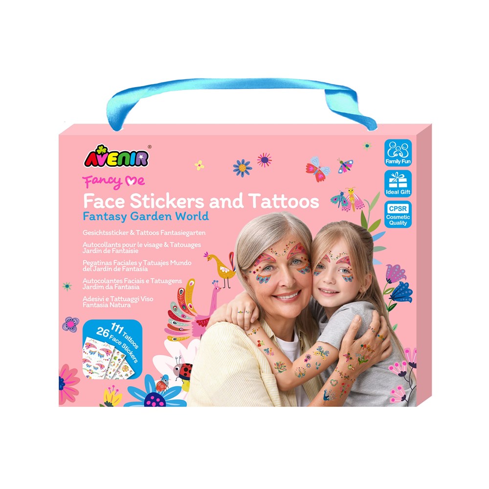 Avenir - Face Sticker and Tattoos - Fantasy Garden World - 8 Unit Display