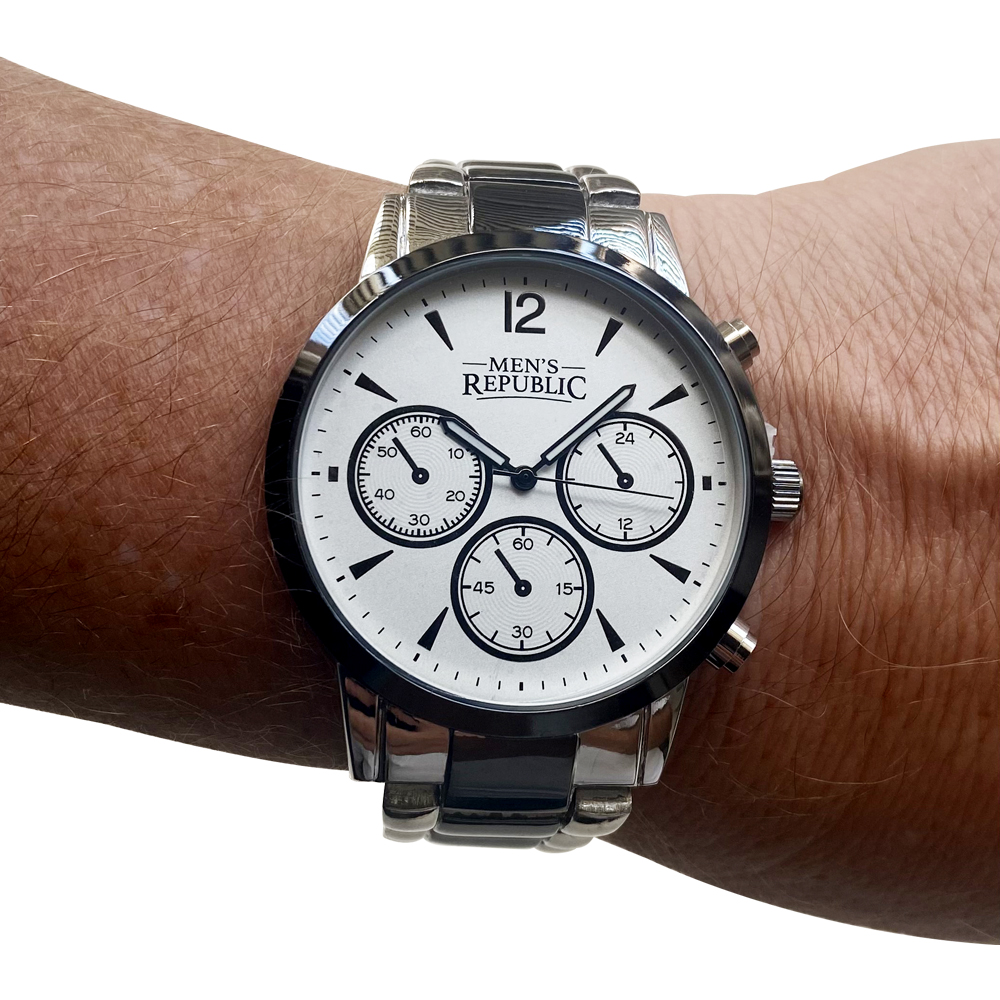 Men's Republic Watch set with 2 Bracelet - Chrome/Black