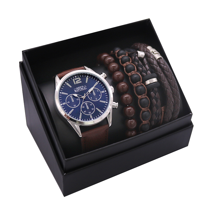 Men's Republic Watch set with 4 Bracelets - Blue Face