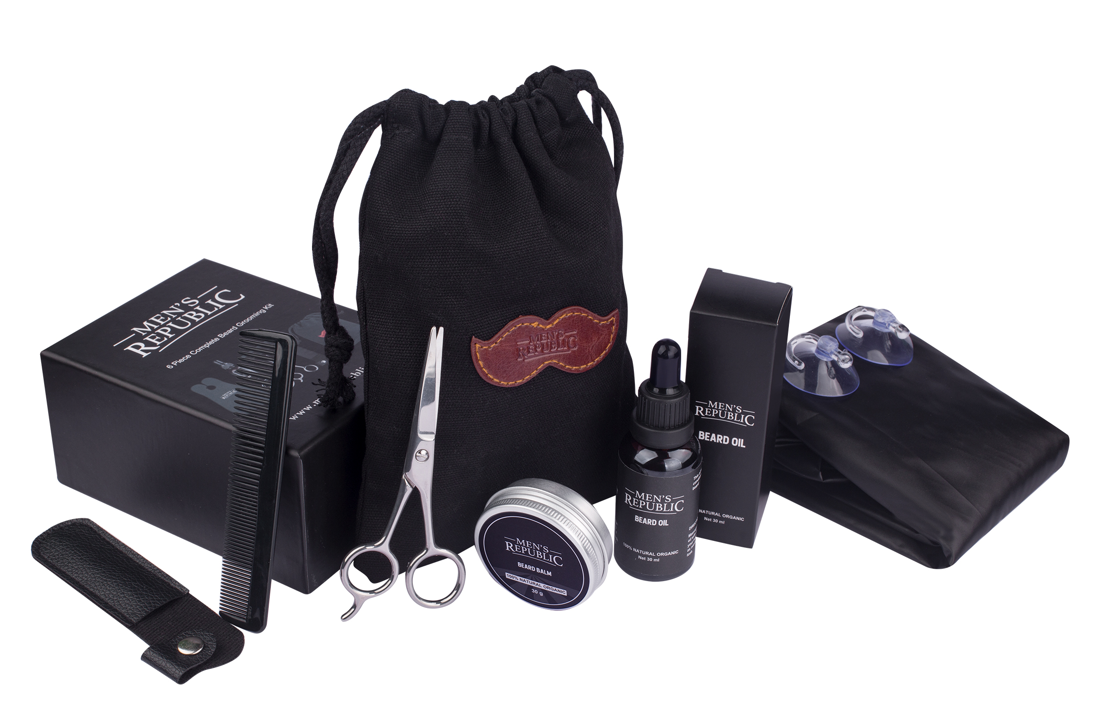 Wholesale Men's Republic 6pc Beard Grooming Kit with Bag and Apron