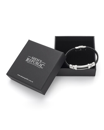 Men's Republic Leather Bracelet with Stainless Steel - 71