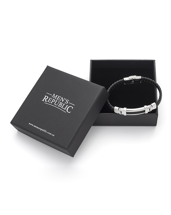 Men's Republic Leather Bracelet with Stainless Steel - 71