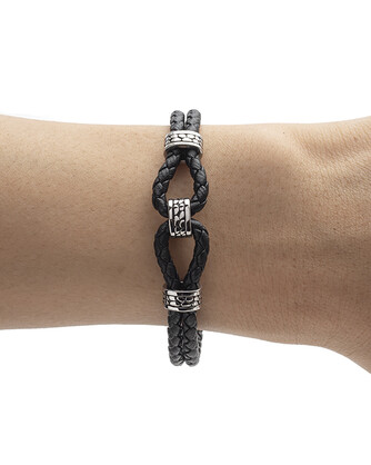 Men's Republic Leather Bracelet with Stainless Steel - 06