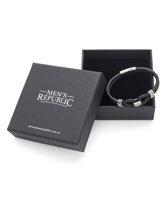 Men's Republic Leather Bracelet with Stainless Steel - 06