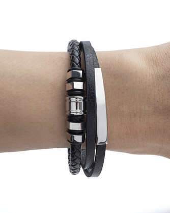 Men's Republic Multi Leather Bracelet with Stainless Steel - 72