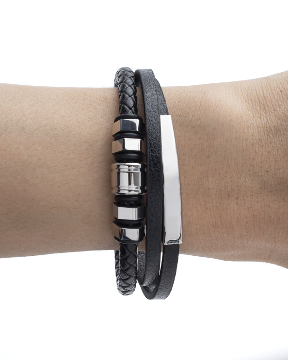 Men's Republic Multi Leather Bracelet with Stainless Steel - 72