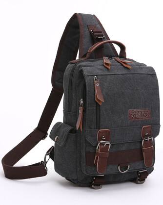 Men's Republic Canvas Single Strap Sling Backpack - Black