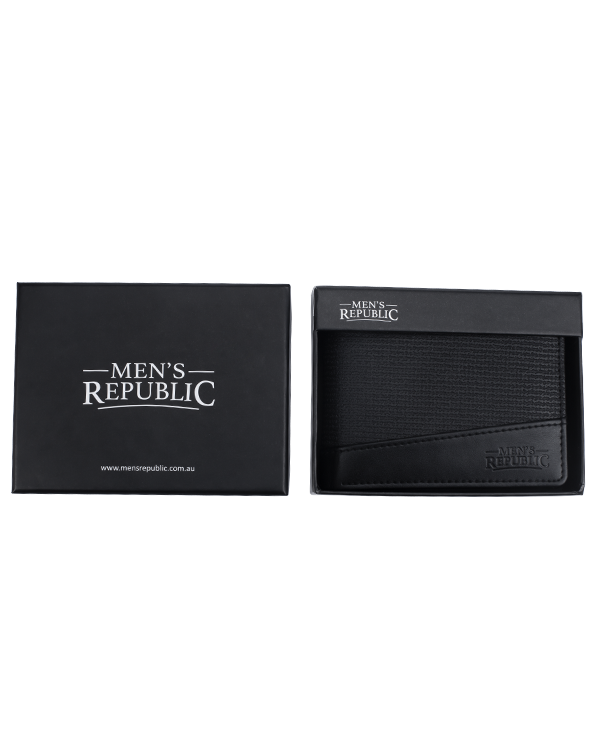 Men's Republic Faux Leather Wallet - 2 Tone Black