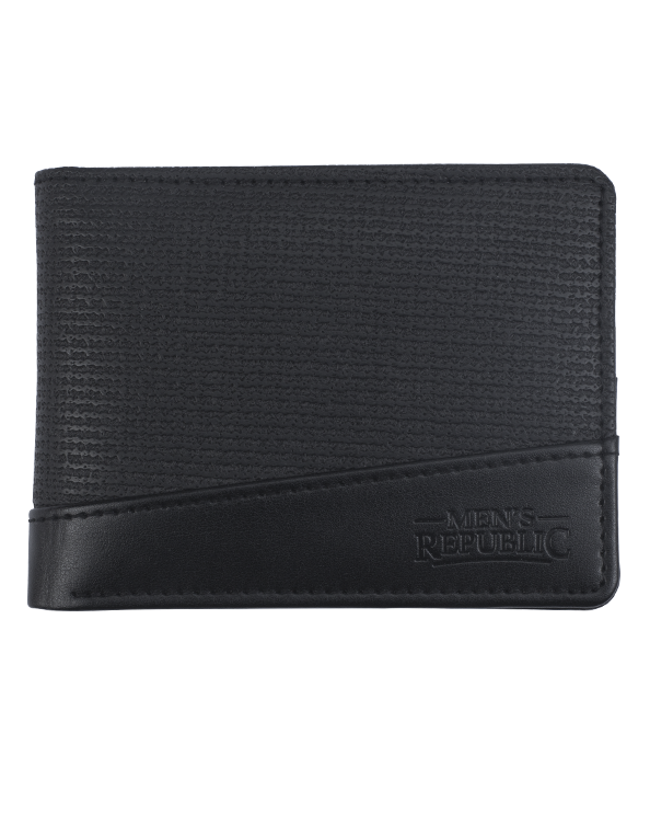 Men's Republic Faux Leather Wallet - 2 Tone Black