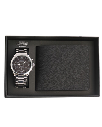 Men's Republic Watch set with Leather Wallet - Black