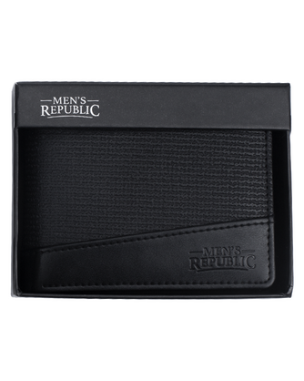 Men's Republic Faux Leather Wallet - 2 Tone Black
