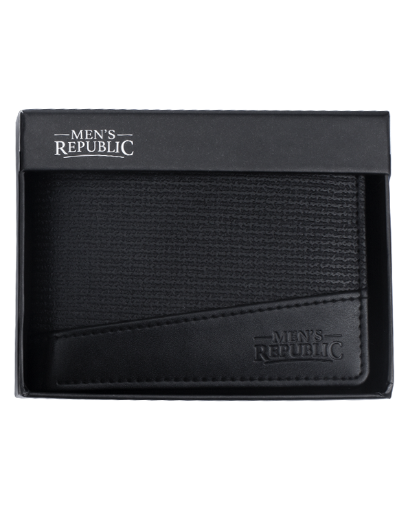 Men's Republic Faux Leather Wallet - 2 Tone Black