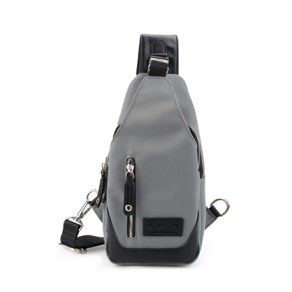 Nylon Single Strap Backpack- Grey & Black