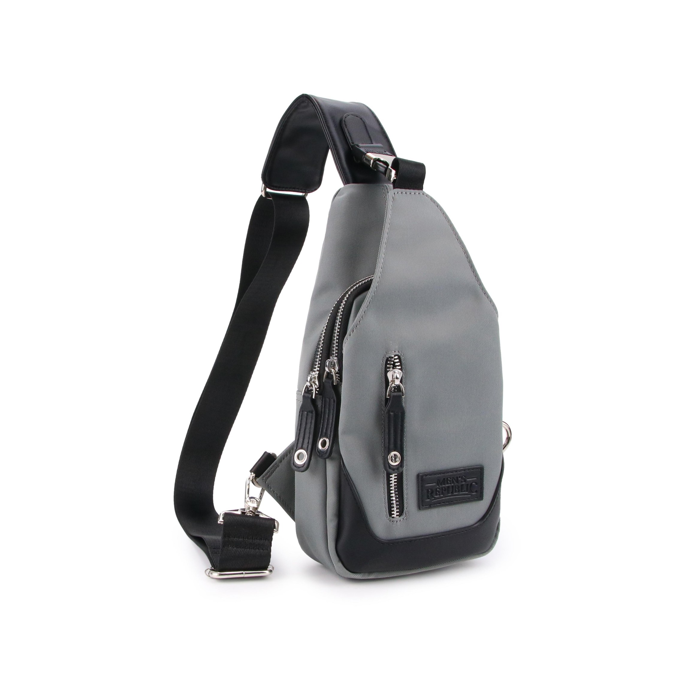 Nylon Single Strap Backpack- Grey & Black