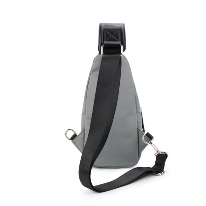Nylon Single Strap Backpack- Grey & Black