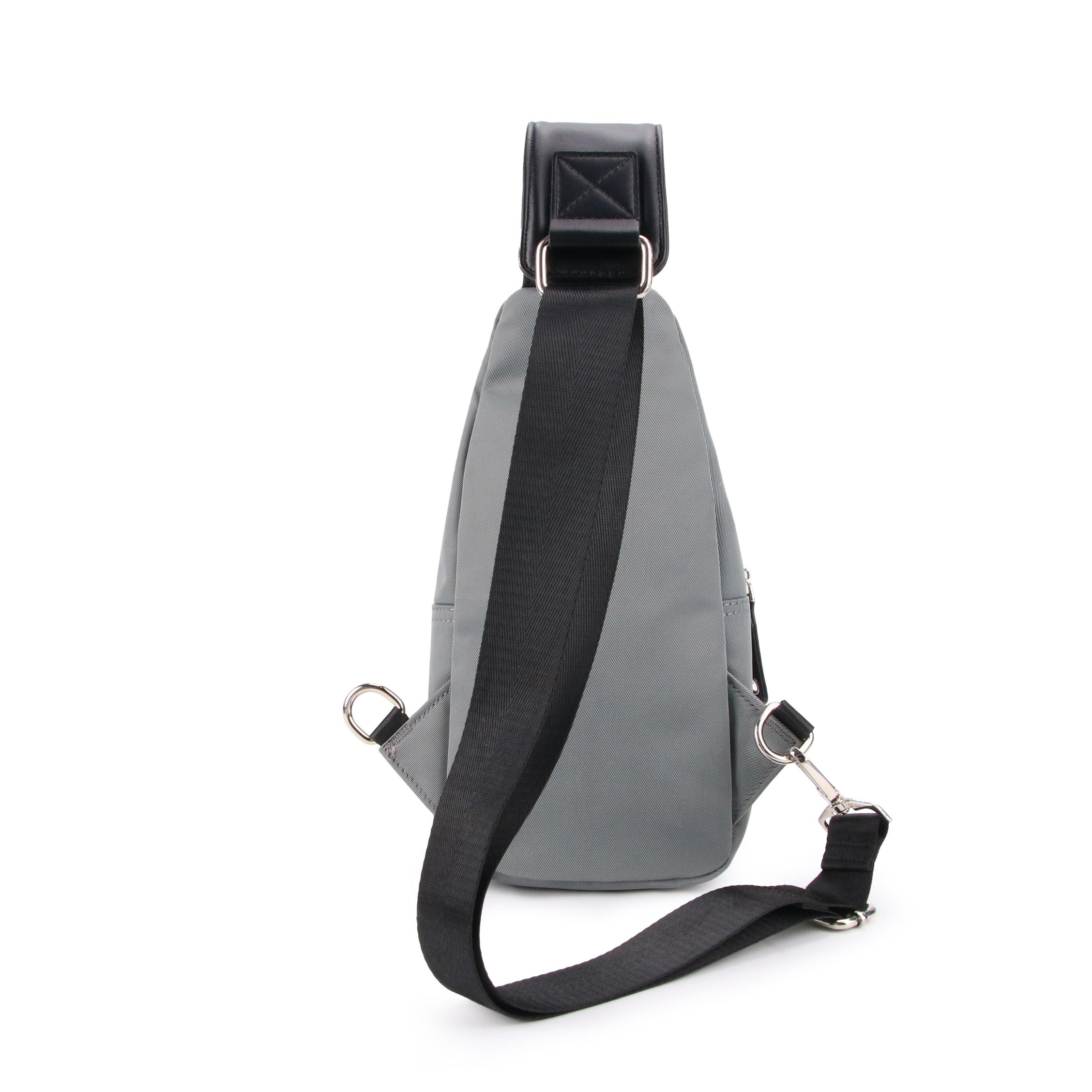 Nylon Single Strap Backpack- Grey & Black