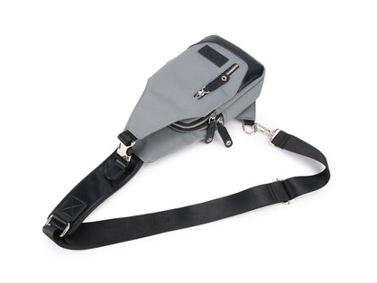 Nylon Single Strap Backpack- Grey & Black