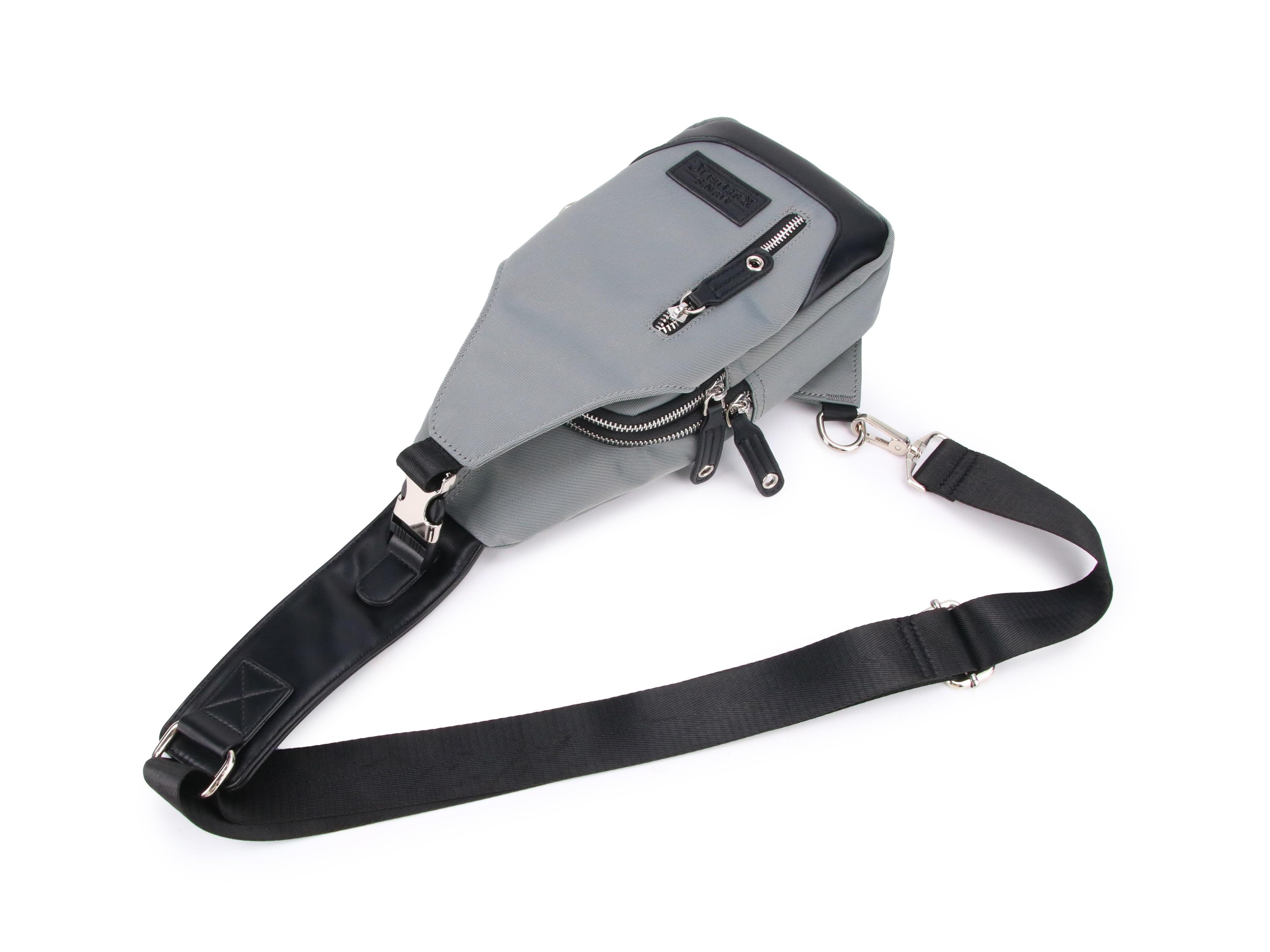 Nylon Single Strap Backpack- Grey & Black