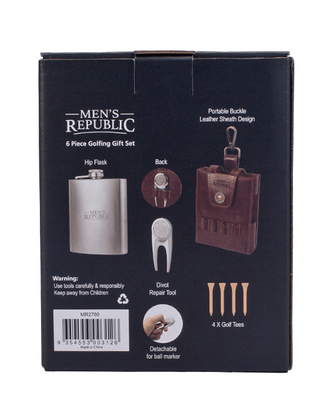 Men's Republic Golfers Luxury Hip Flask Set