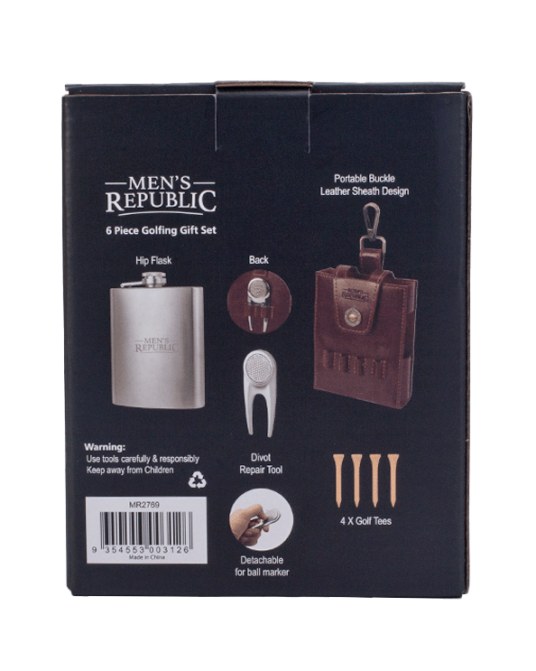 Men's Republic Golfers Luxury Hip Flask Set