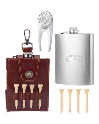 Men's Republic Golfers Luxury Hip Flask Set