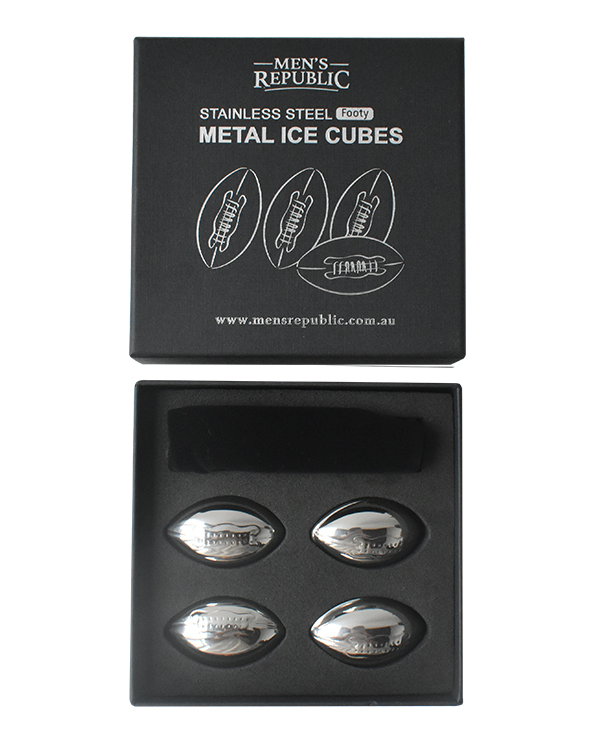 Men's Republic Footy Ball Ice Cubes - 4 Pieces Stainless Steel