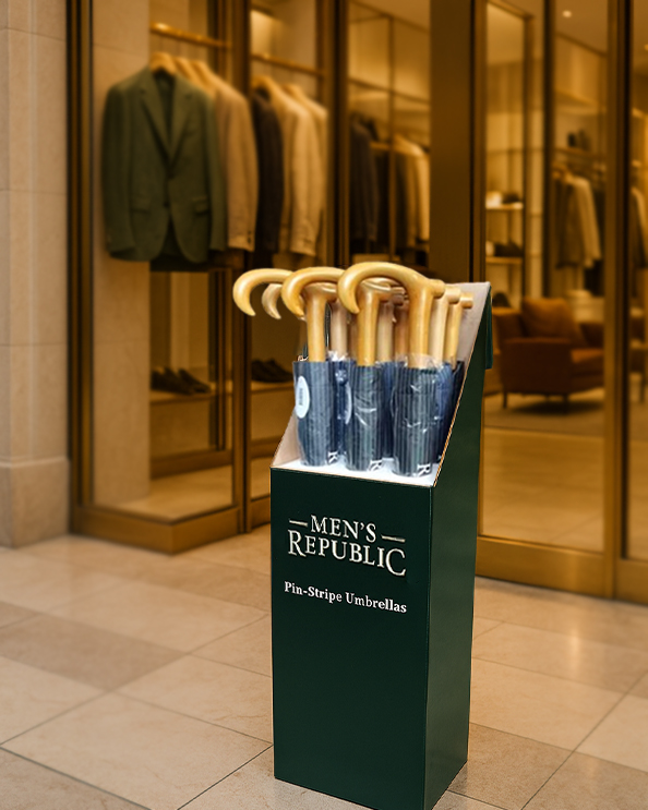 Men's Republic Pin-Stripe Umbrellas in Floor Standing PDQ (Asst set of 9)