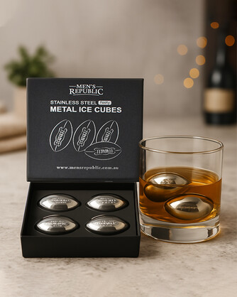 Men's Republic Footy Ball Ice Cubes - 4 Pieces Stainless Steel