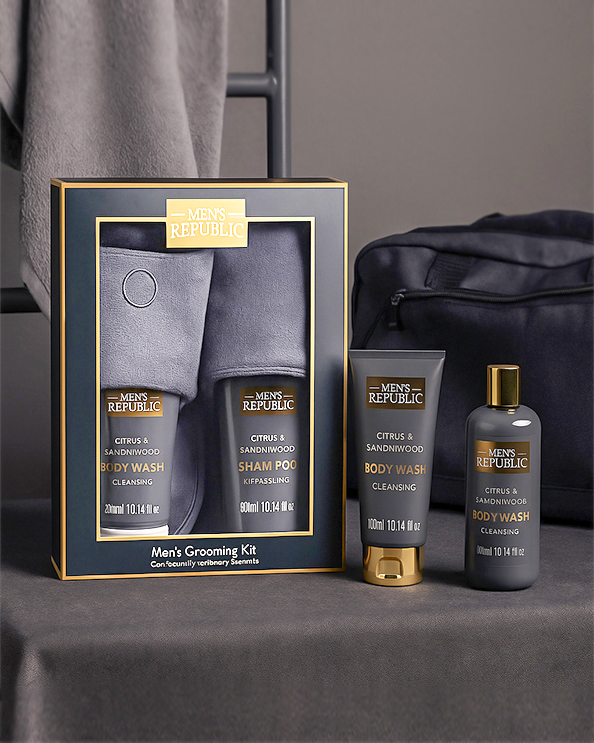 Men's Republic Grooming and Slippers Kit