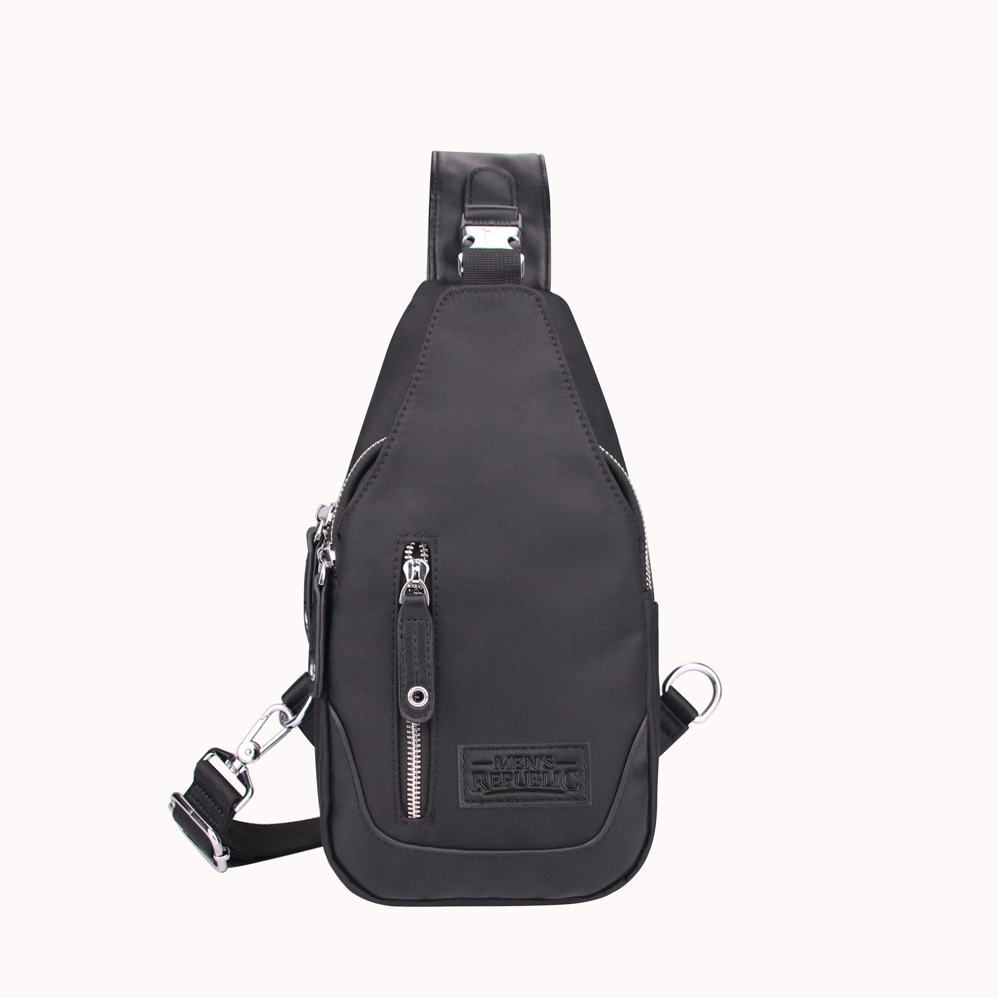 Men's Republic Nylon Black Backpack - Single Strap Sling