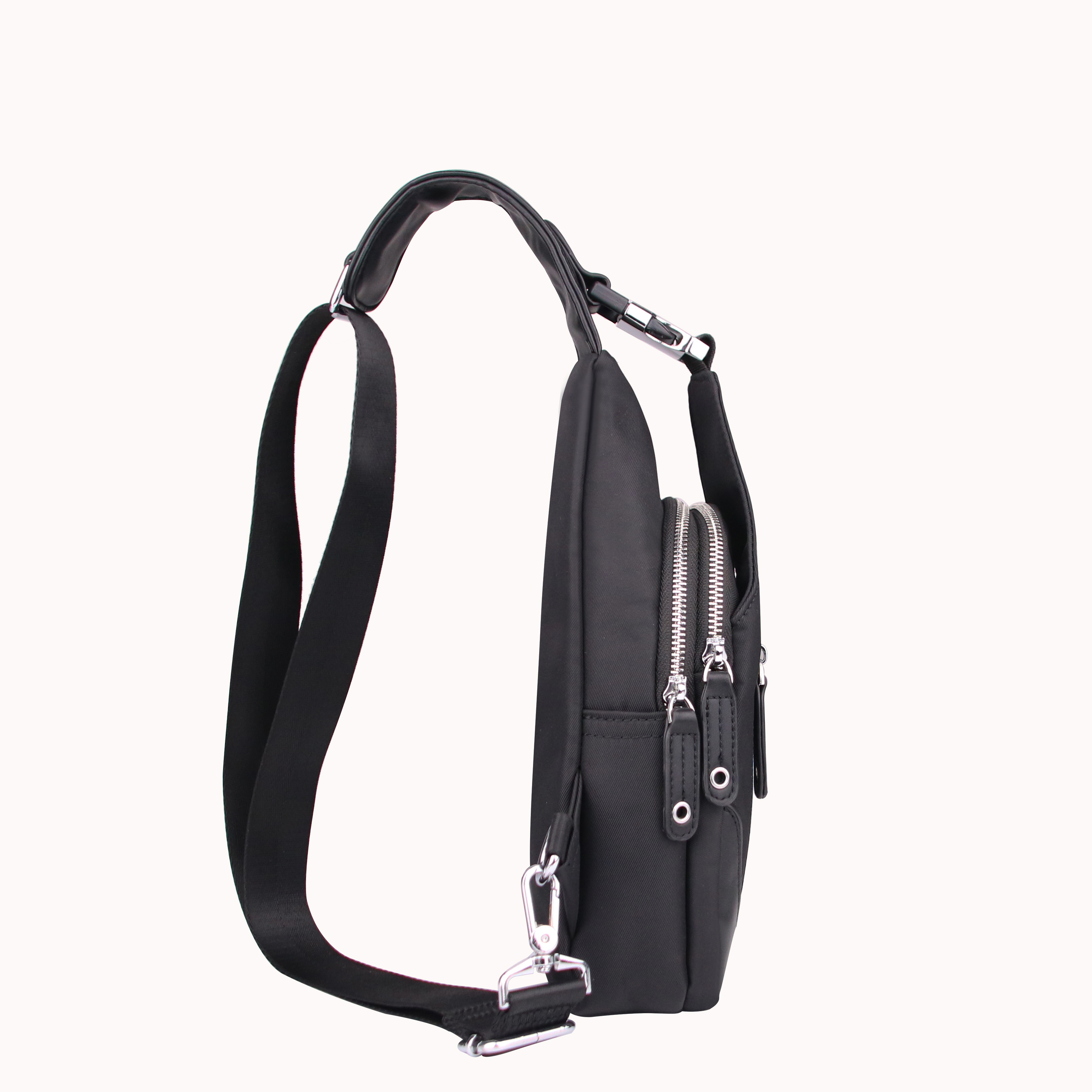 Men's Republic Nylon Black Backpack - Single Strap Sling