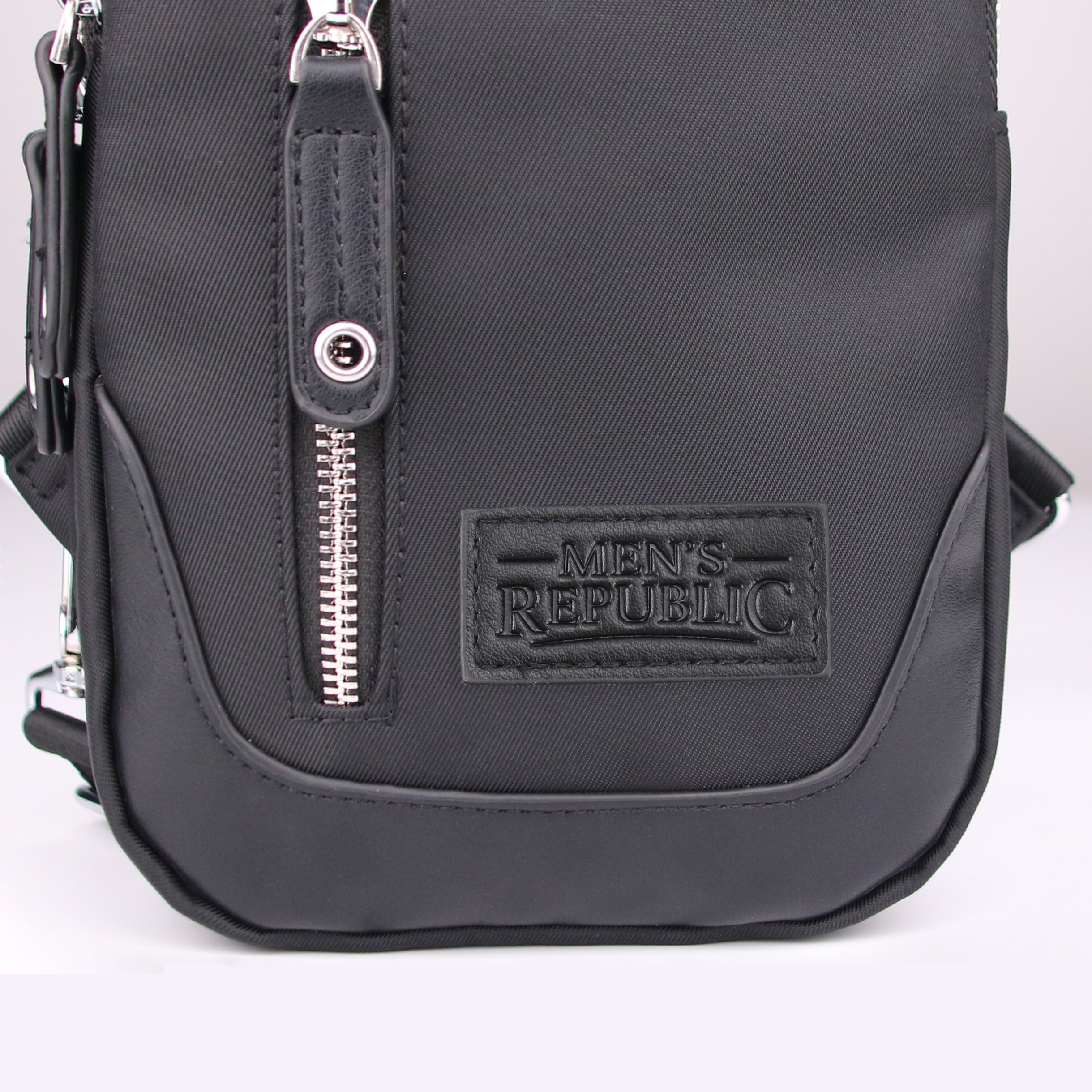 Men's Republic Nylon Black Backpack - Single Strap Sling