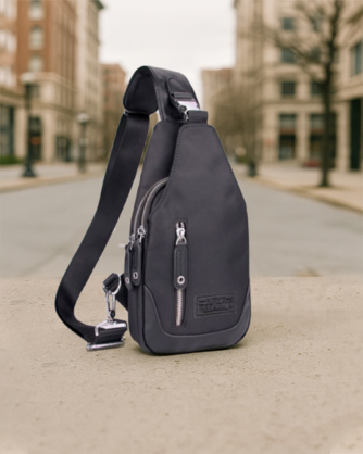 Men's Republic Nylon Black Backpack - Single Strap Sling